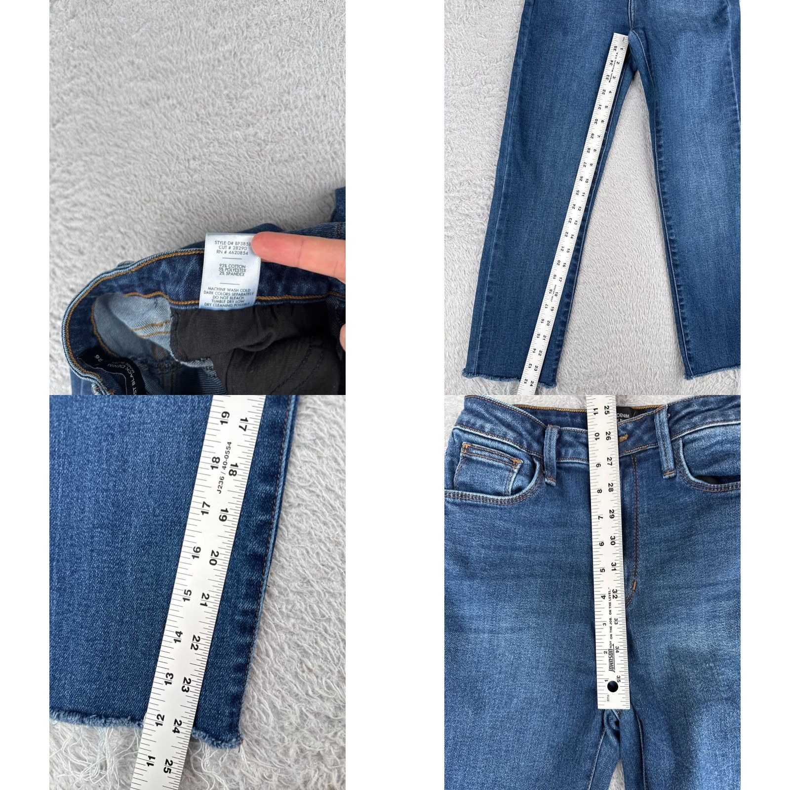 Denime JUST BLACK Blue Distressed Straight Leg Jeans Women 24 Mid Rise 5-Pocket Cotton Size 42" / US 20 - 8 Thumbnail