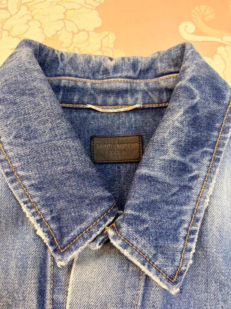 Saint Laurent Paris Saint Laurent Paris Distressed Denim Jacket Size US L / EU 52-54 / 3 - 4 Thumbnail