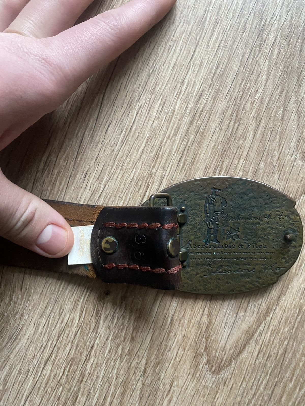 Abercrombie & Fitch × Vintage Vintage Abecrombie fich Y2K Brown Leather fur Belt Size ONE SIZE - 5 Thumbnail
