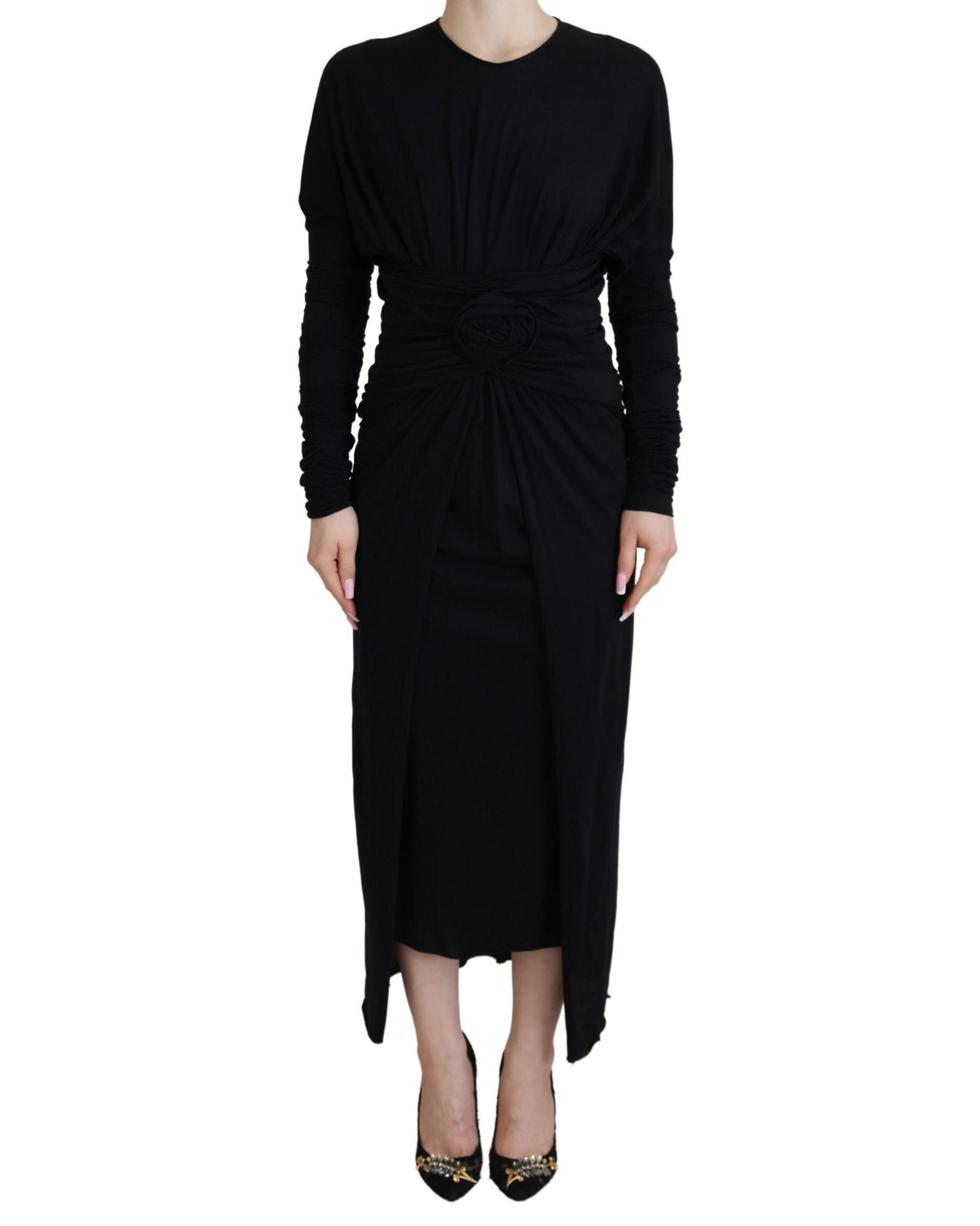 image of Dolce Gabbana Gorgeous Sheath Midi Gown in Black, Women's (Size Small)