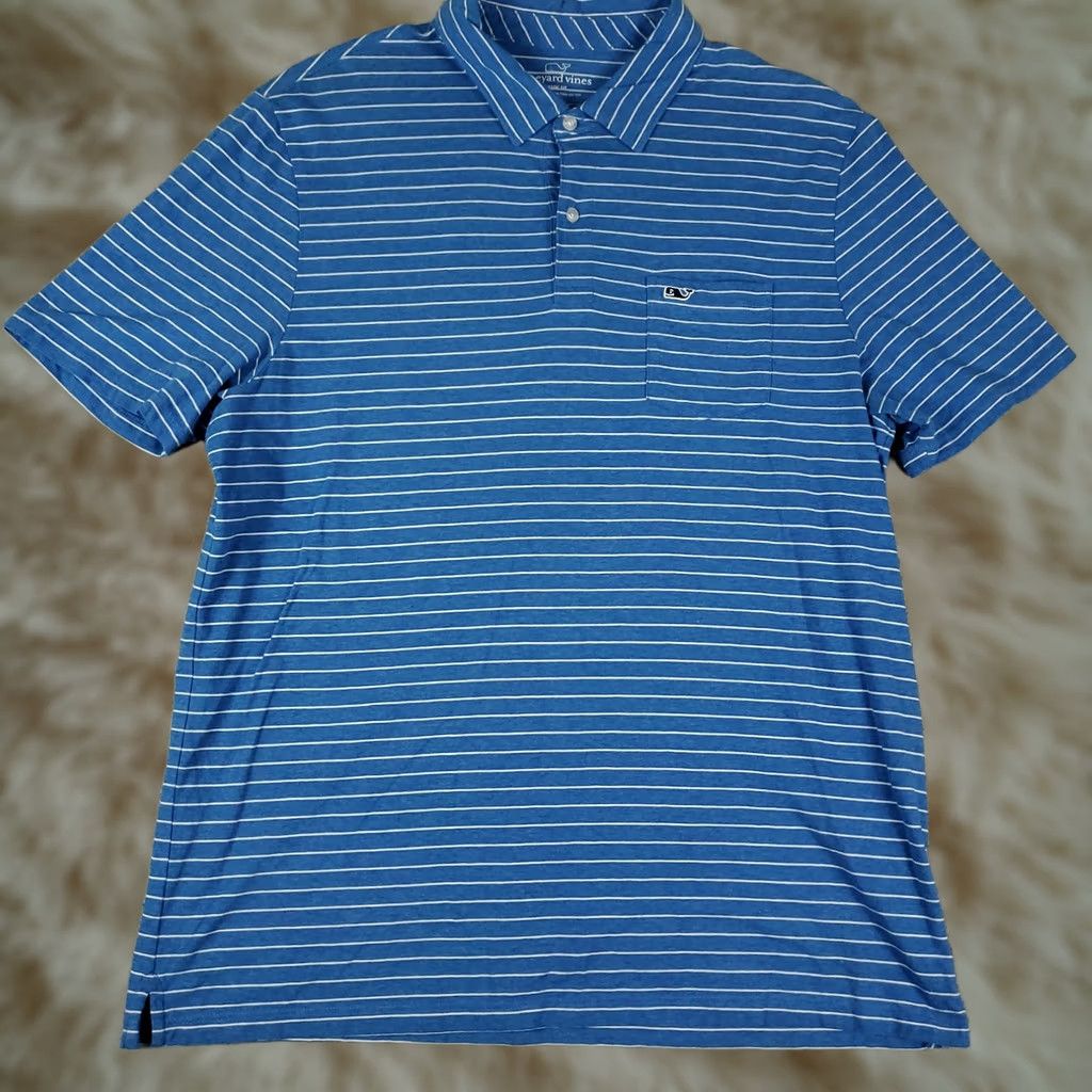 Vineyard Vines Vineyard Vines Polo Shirt Mens Large Blue Striped Cotton Short Sleeve Polo Shirt Mens Large Blue Striped Cotton Short Sleeve Size US L / EU 52-54 / 3 - 1 Thumbnail