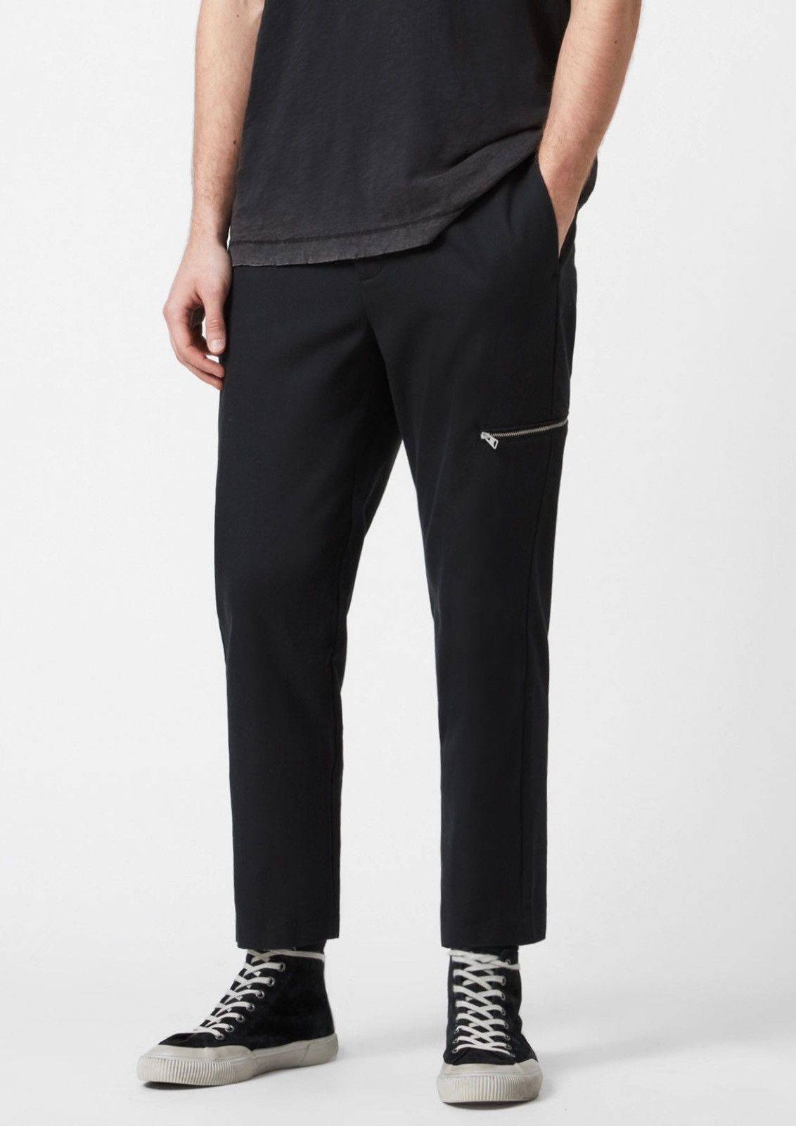 image of Allsaints Pants Harding Cropped Trousers 32 New Tags Black, Men's