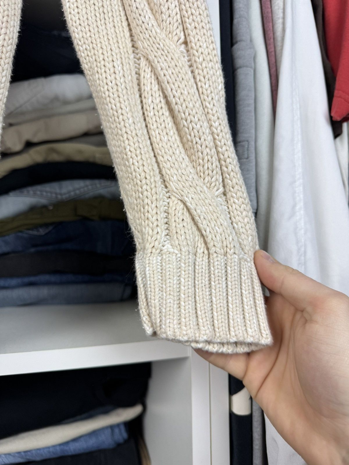 Ermenegildo Zegna Ermenegildo Zegna Men’s Cotton Cable Knit Sweater Size US XL / EU 56 / 4 - 13 Thumbnail