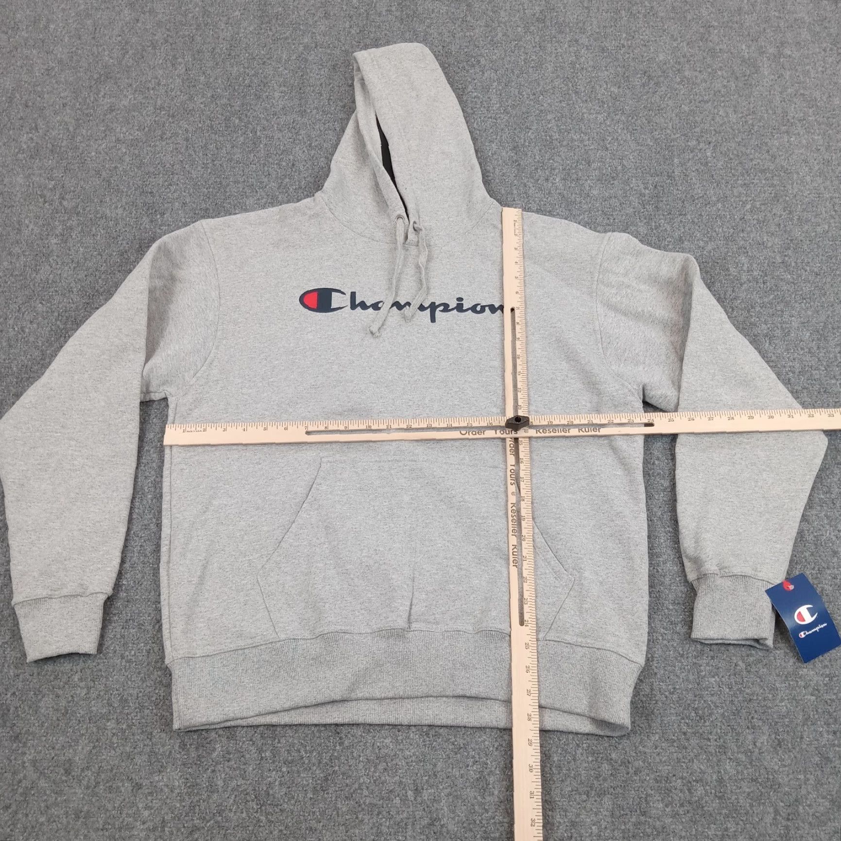 Champion Champion Hoodie Mens Large Gray Sweatshirt Long Sleeve Pullover Hooded Logo Size US L / EU 52-54 / 3 - 2 Thumbnail