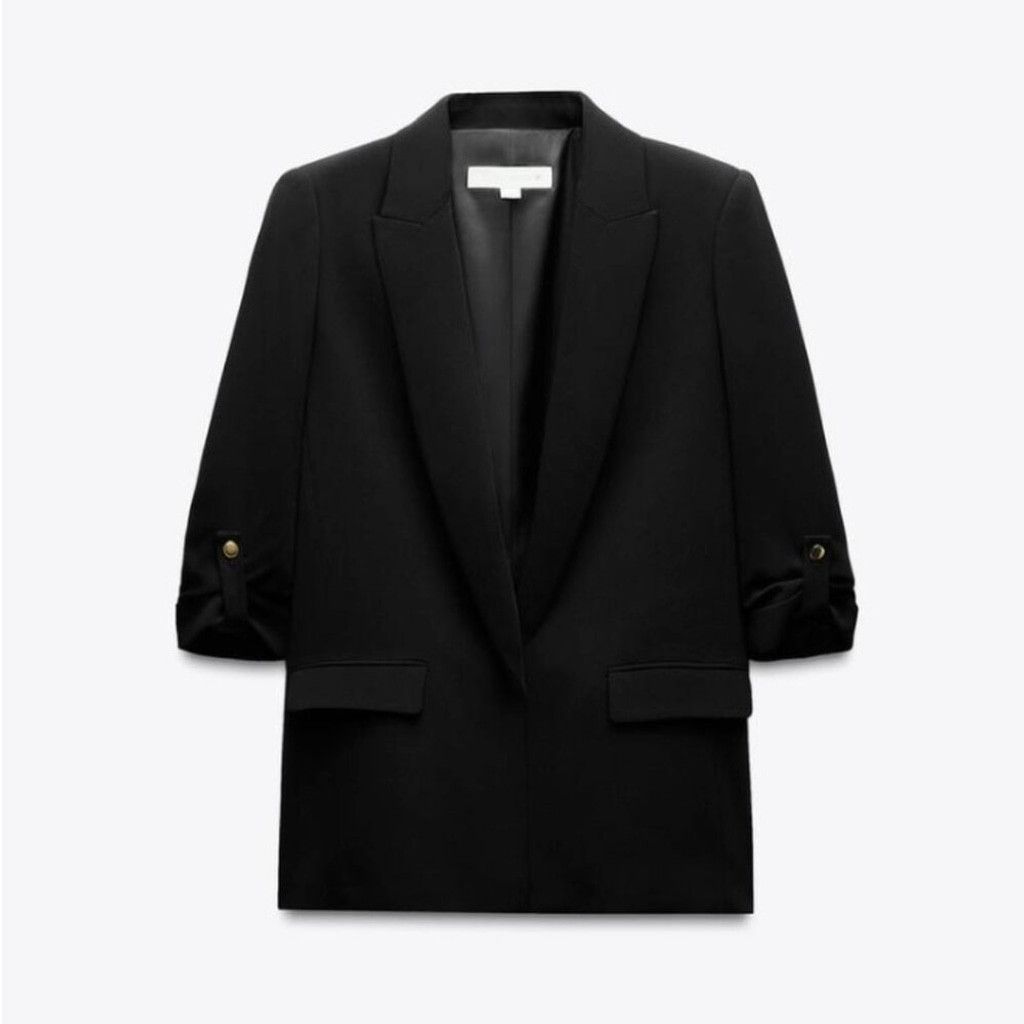 Zara 🖤 ZARA Open Front Blazer With Rolled-Up Sleeves | Size S Size S / US 4 / IT 40 - 6 Thumbnail