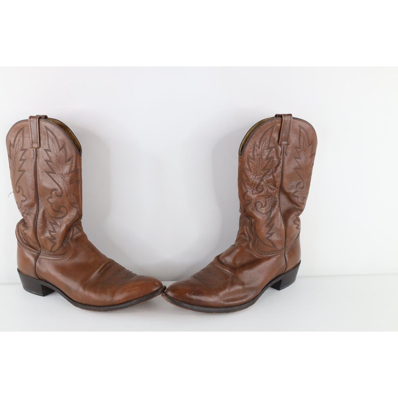 Vintage Vintage 90s Dan Post Distressed Tribal Leather Cowboy Boots Size US 10.5 / EU 43-44 - 1 Thumbnail