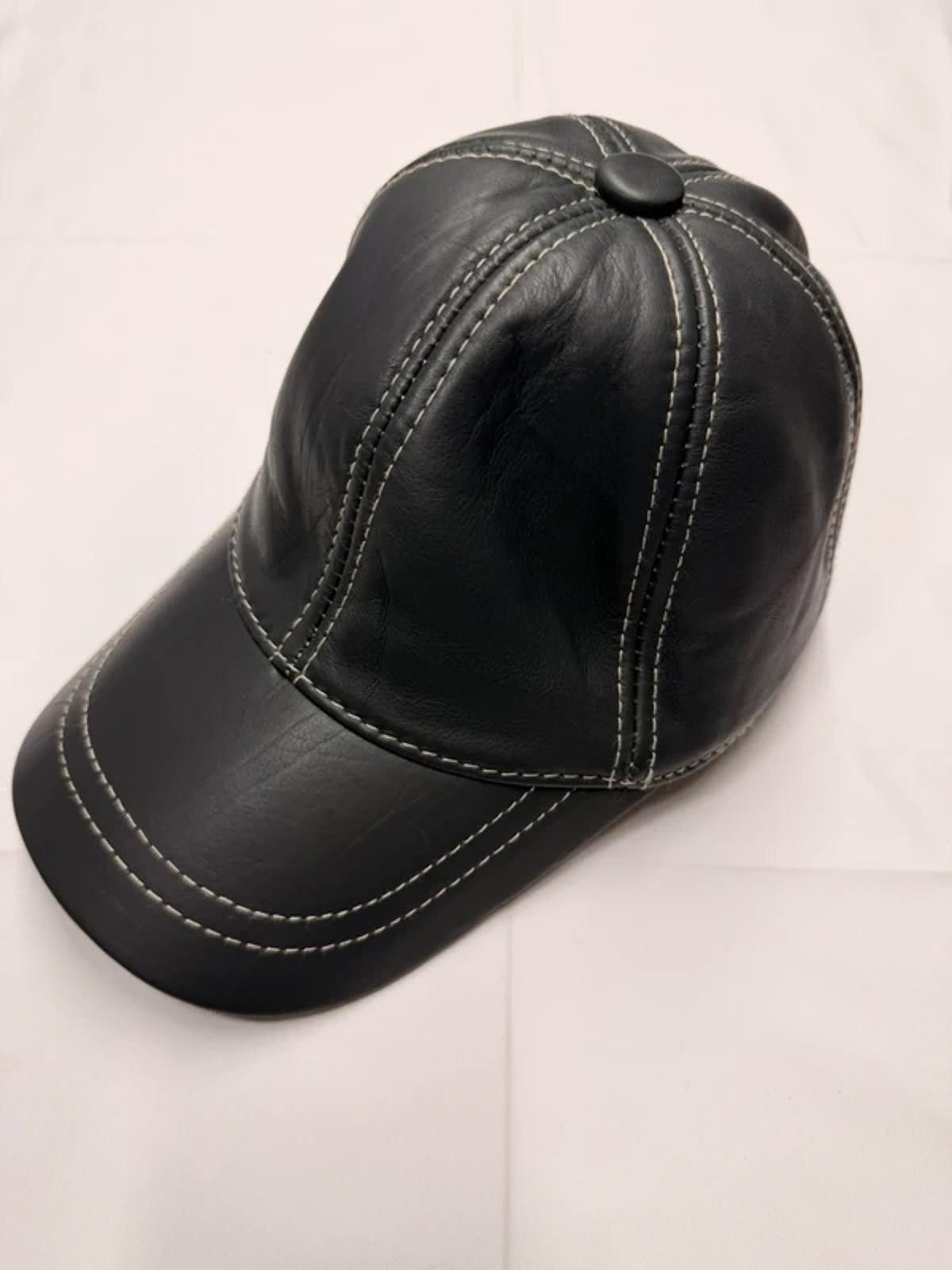 Other NEW Black Leather Baseball Cap - Premium Hat #016 Size ONE SIZE - 2 Thumbnail