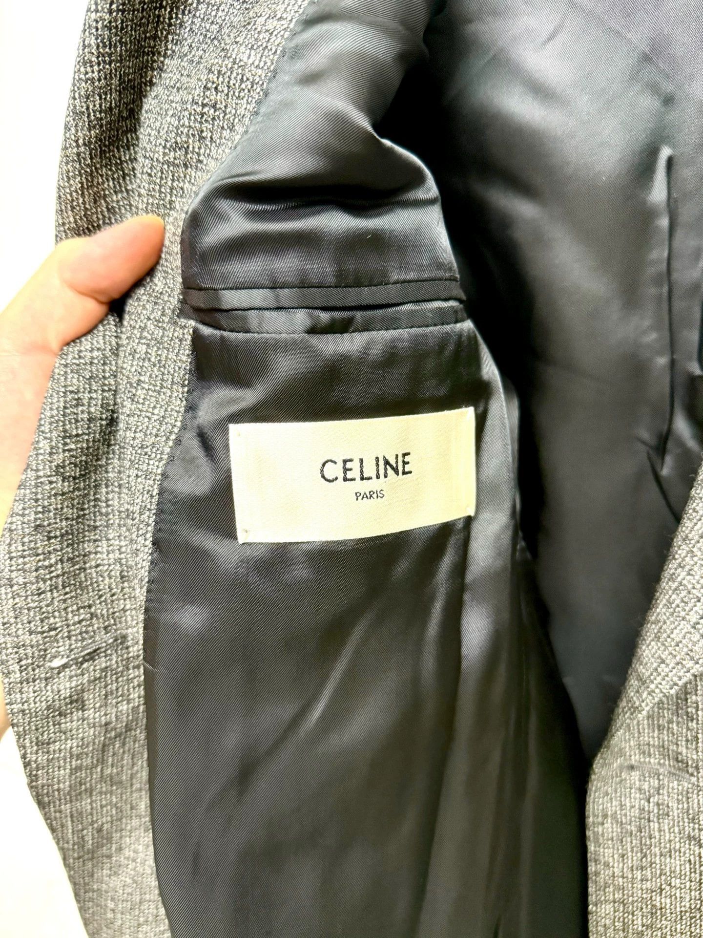 Celine Celine Grey Snowflake Double-Breasted Peaked Lapel Blazer Size 40R - 6 Thumbnail