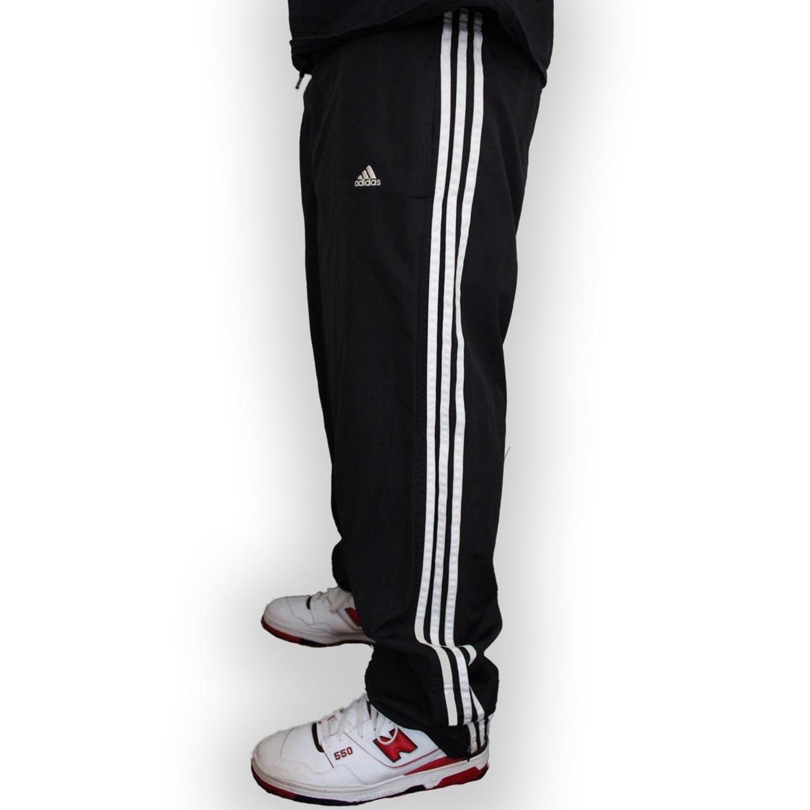 Adidas Y2K 2000's Baggy Black Adidas Striped Trackpants Size US 36 / EU 52 - 2 Thumbnail