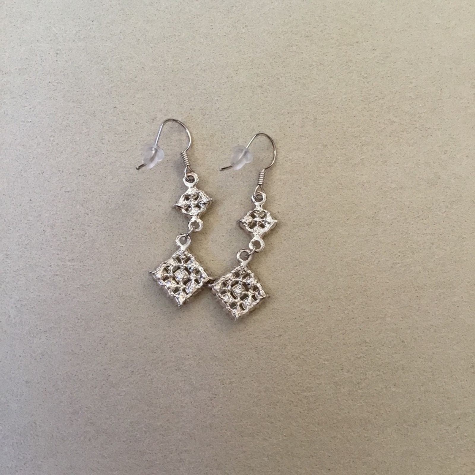 Other Silver Flower Crystals Dangle Earrings Size ONE SIZE - 6 Thumbnail