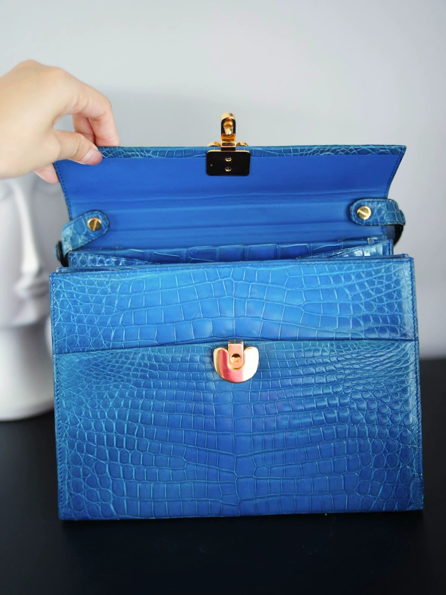 Other morabito vintage blue crocodile 2way tote shoulder bag Size ONE SIZE - 2 Thumbnail