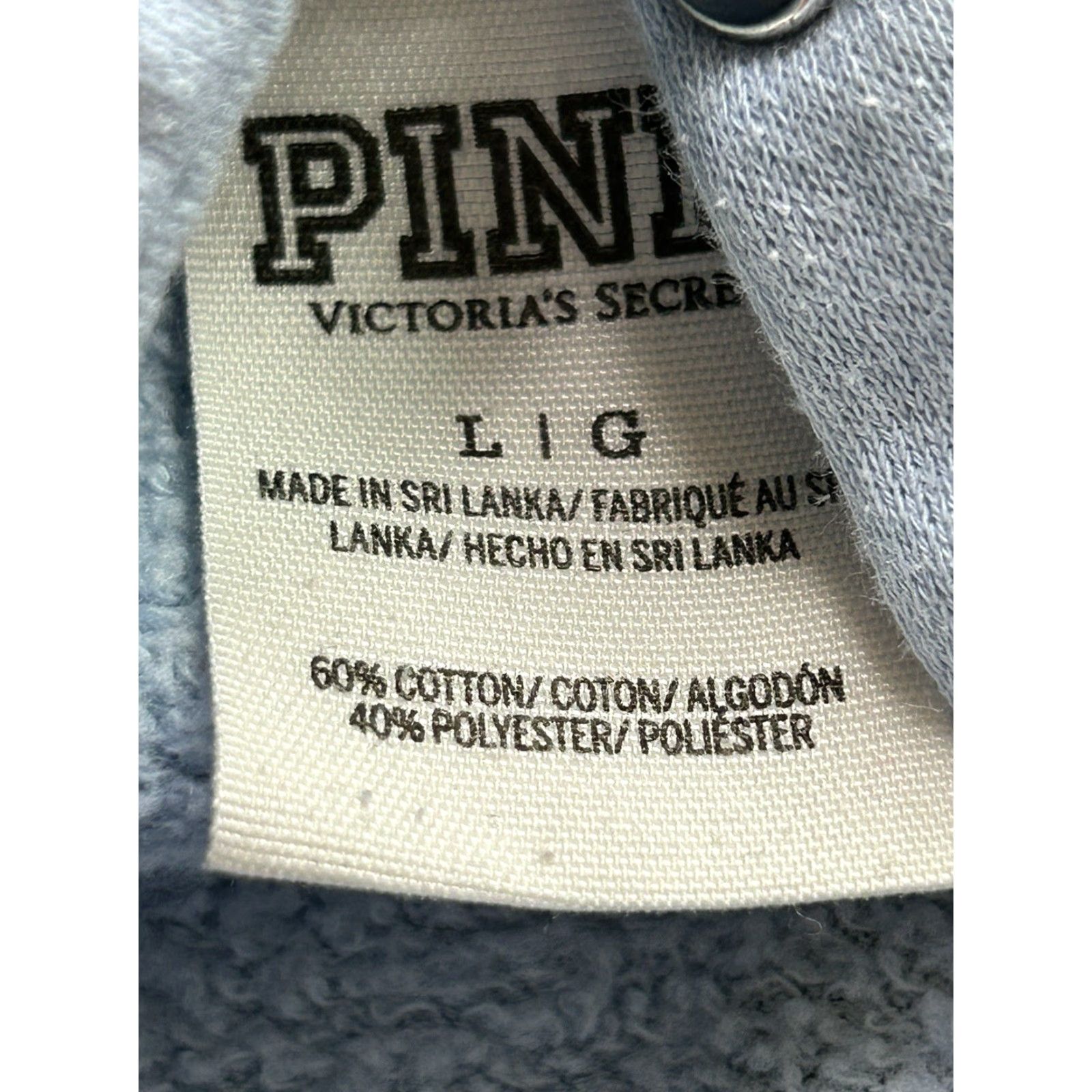 Victoria's Secret VS Pink Logo Sweatshirt 1/4 Button Pullover Light Blue Large Women Size L / US 10 / IT 46 - 5 Thumbnail