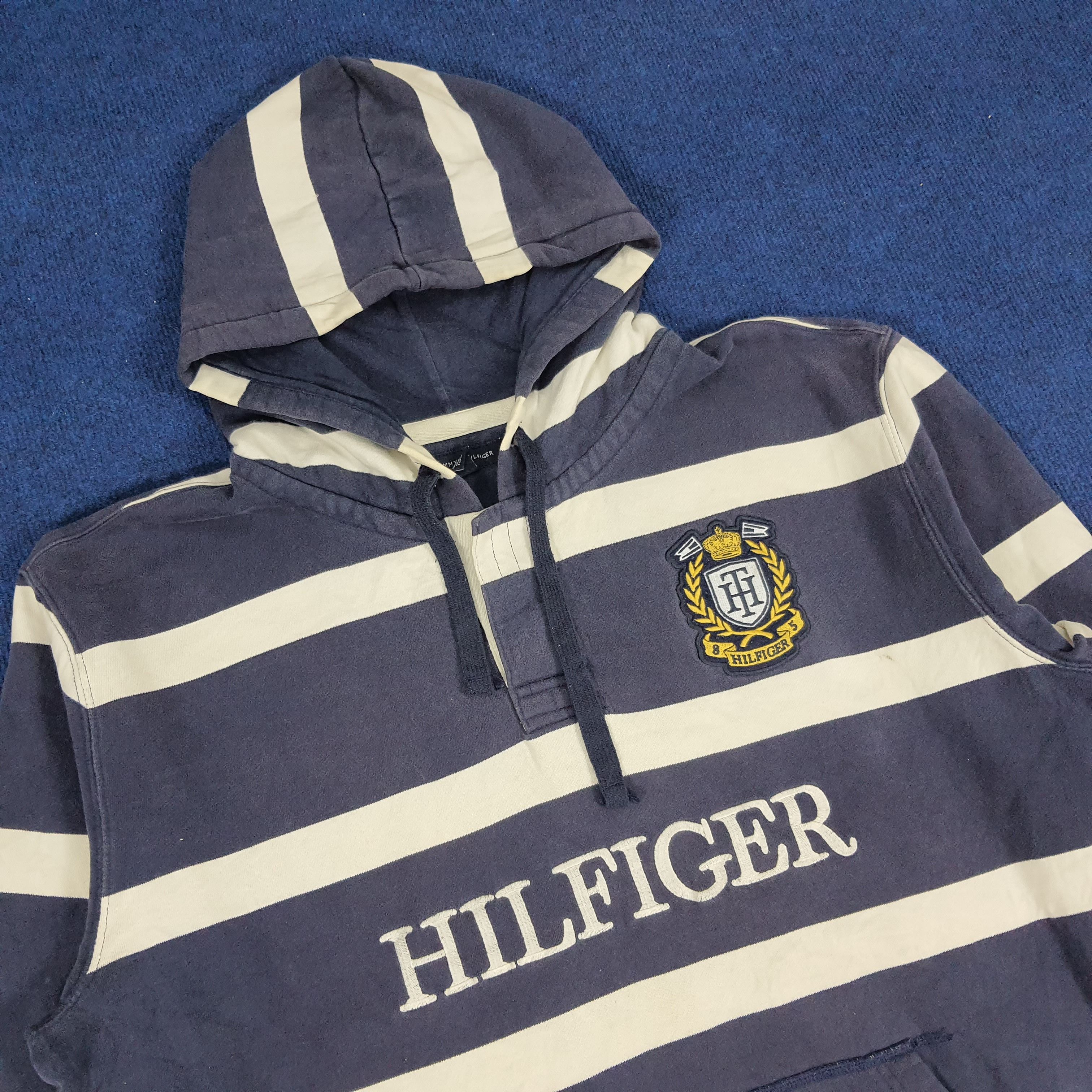 Tommy Hilfiger × Vintage Vintage Tommy Hilfiger Striped Hoodies Size US XL / EU 56 / 4 - 2 Thumbnail