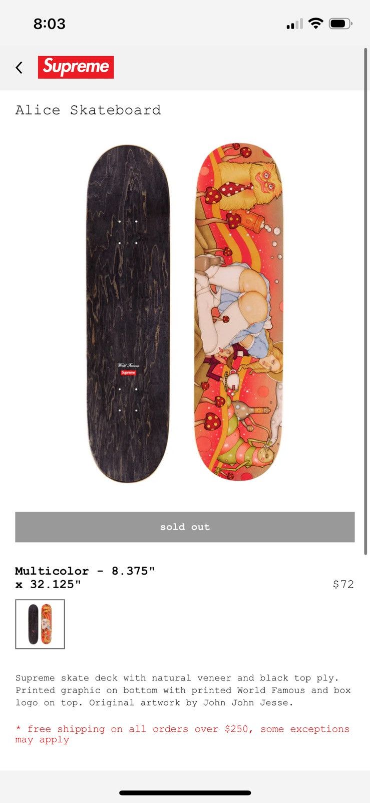 Supreme Supreme Alice Skateboard Size ONE SIZE - 1 Thumbnail