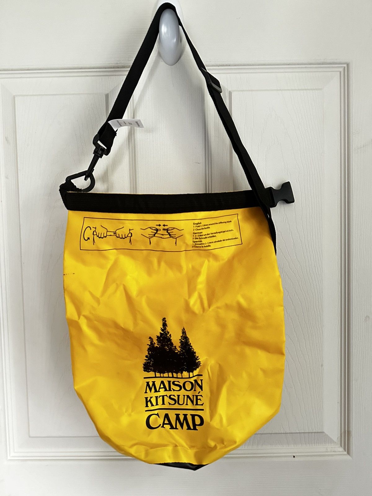 image of Maison Kitsune Camp Waterproof Bag in Yellow, Men's
