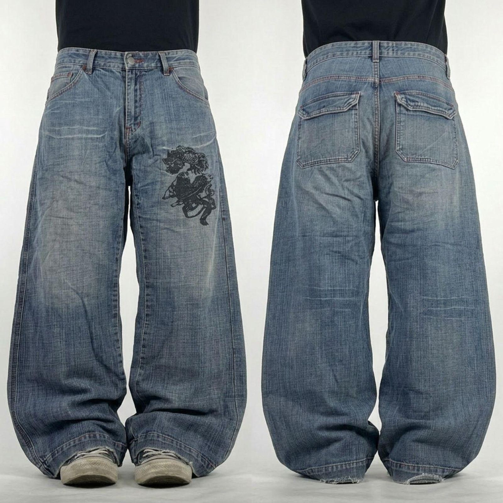 JNCO × Southpole × Vintage Southpole Faded Y2K Baggy Jeans Wide