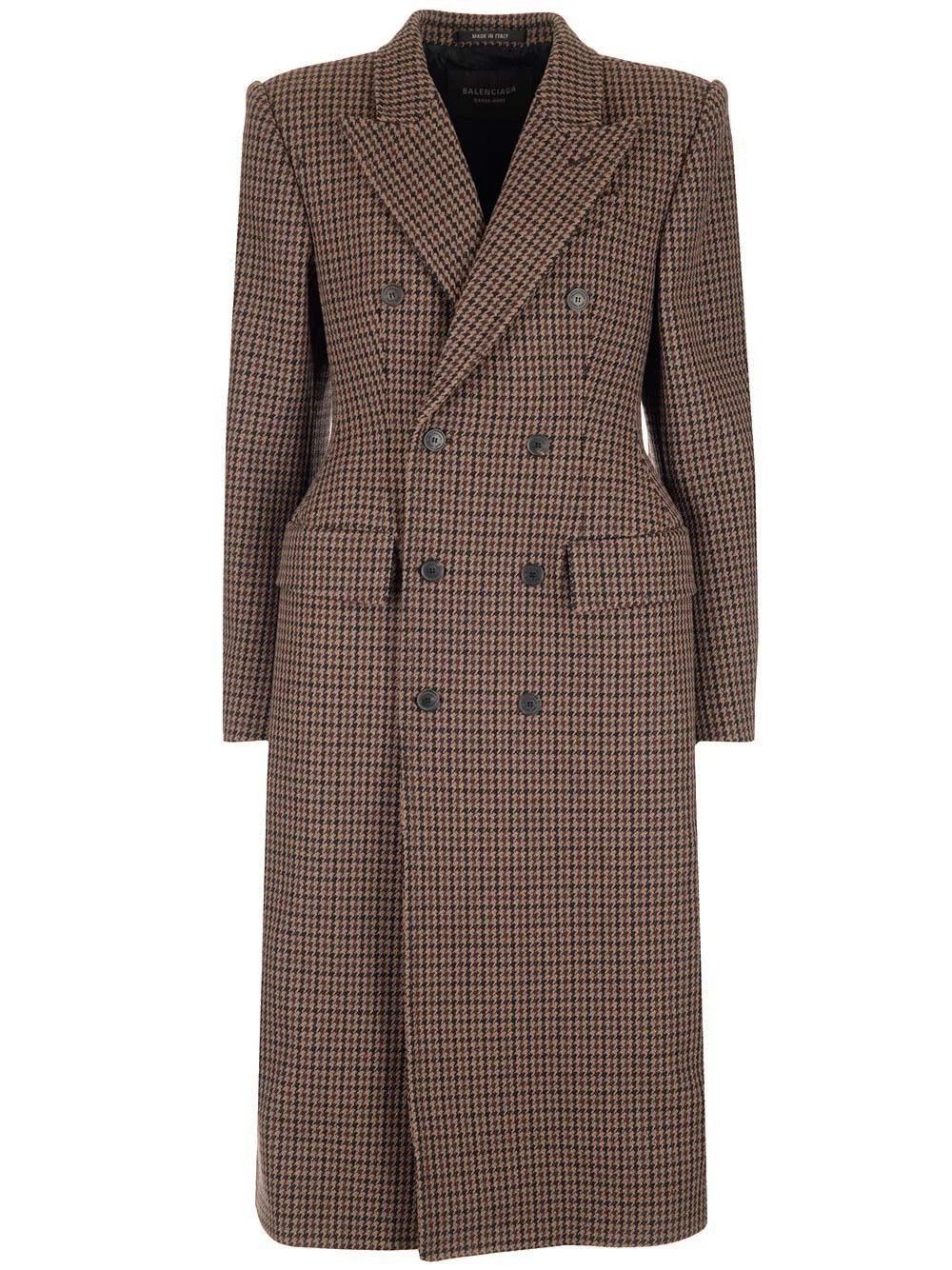 🔥$4.6K VALUE🔥 Plaid Houndstooth Double Breast Wool Coat