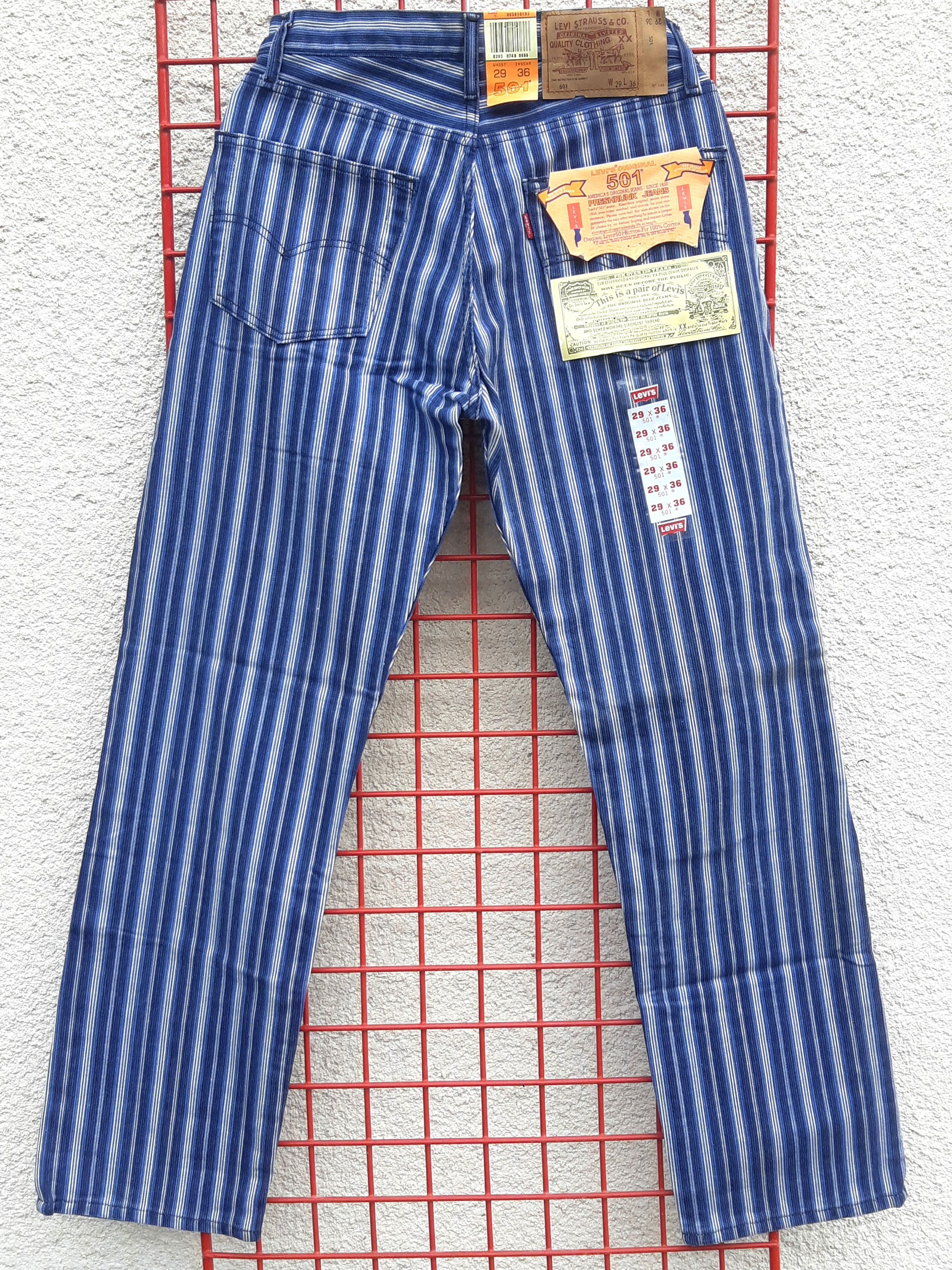 Levi's Vintage 90s LEVIS 501 Original Fit USA Hickory Stripe NWT Size 29" - 2 Thumbnail