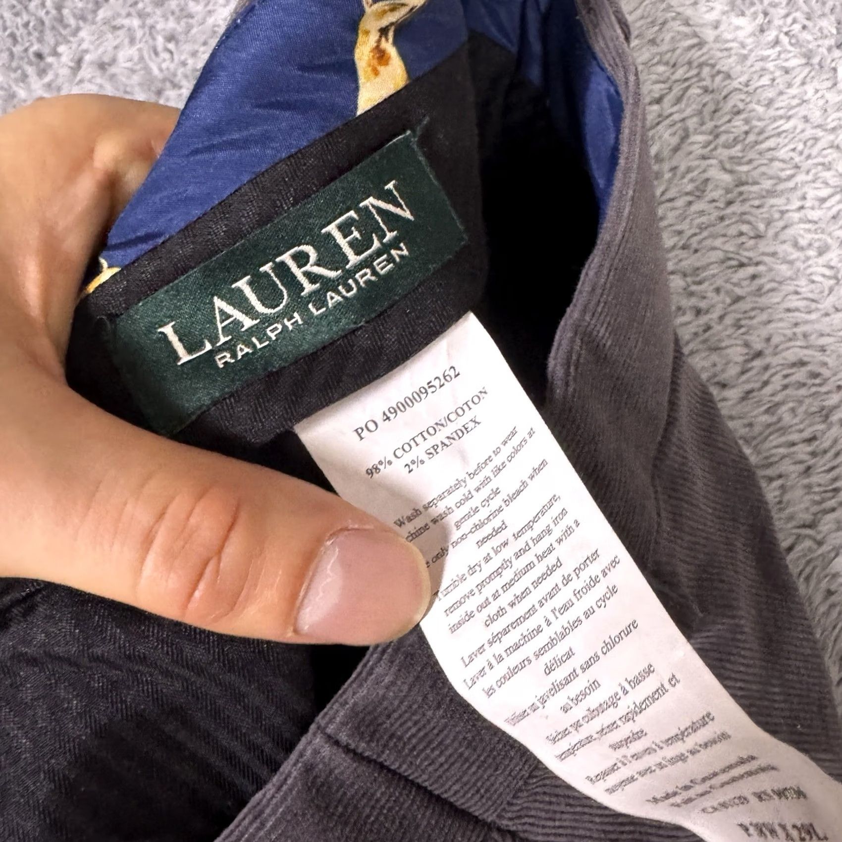Ralph Lauren VINTAGE Ralph Lauren Pants Mens 38x28 Corduroy Gray 90s Logo Dress Pants Straight Classic Beltless Front Pockets Cuffed Linen Lining Size US 38 / EU 54 - 5 Thumbnail