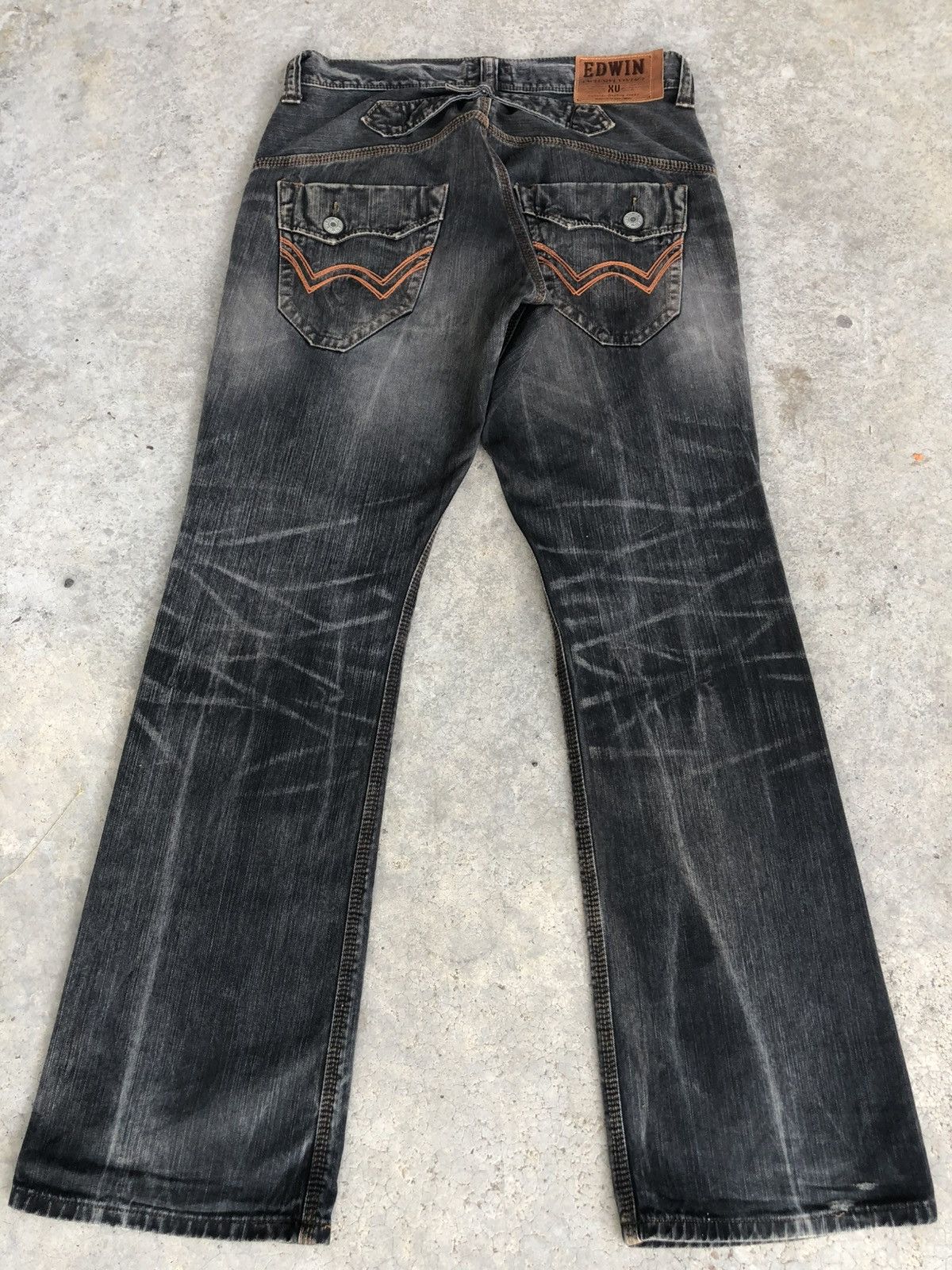 If Six Was Nine Japanese Edwin XV Flared Jeans Distressed Denim Size US 33 - 2 Thumbnail
