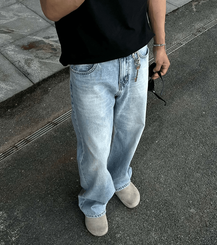 Japanese Brand × Jean Blue classic washed all-match open waist casual jeans Size US 32 / EU 48 - 3 Thumbnail