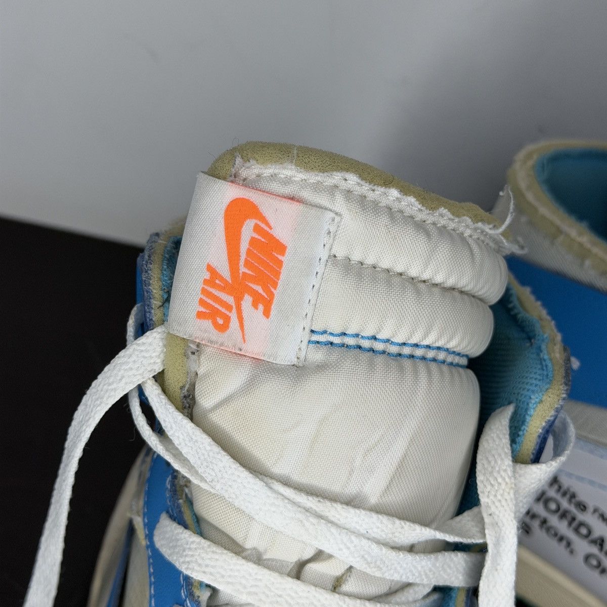 Nike × Off-White Nike Off-White Blue UNC Jordan 1 Hightop Sneakers Size US 9.5 / EU 42-43 - 9 Thumbnail