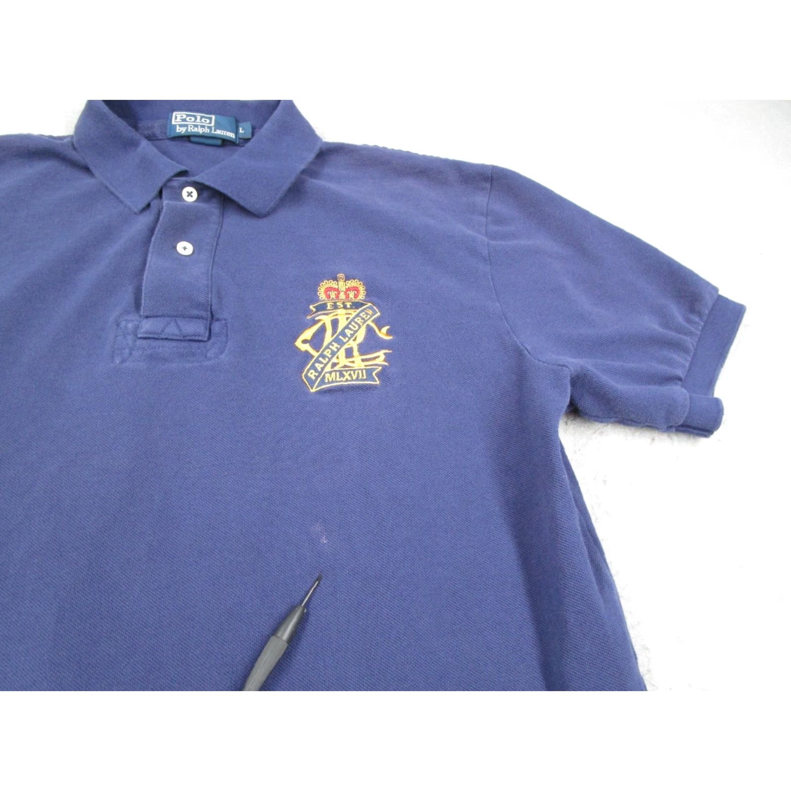 Polo Ralph Lauren VINTAGE Polo Ralph Lauren Polo Shirt Mens Large Blue Crown Crest Double Sided Size US L / EU 52-54 / 3 - 6 Thumbnail