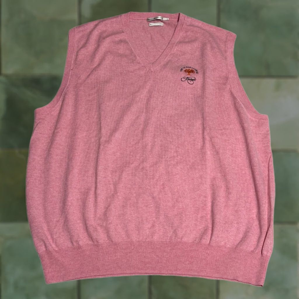 Peter Millar VINTAGE Peter Millar Vest Mens XL Pink Pullover V-Neck Sweater Golf Cashmere Blend Size US XXL / EU 58 / 5 - 1 Thumbnail