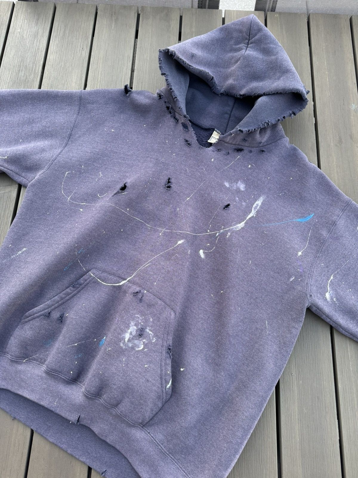 Vintage VINTAGE FADED THRASHED 90s NAVY PAINTER HOODIE Size US L / EU 52-54 / 3 - 2 Thumbnail