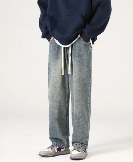 Japanese Brand × Jean Japanese retro washed distressed wide-leg jeans for men Size US 32 / EU 48 - 1 Thumbnail