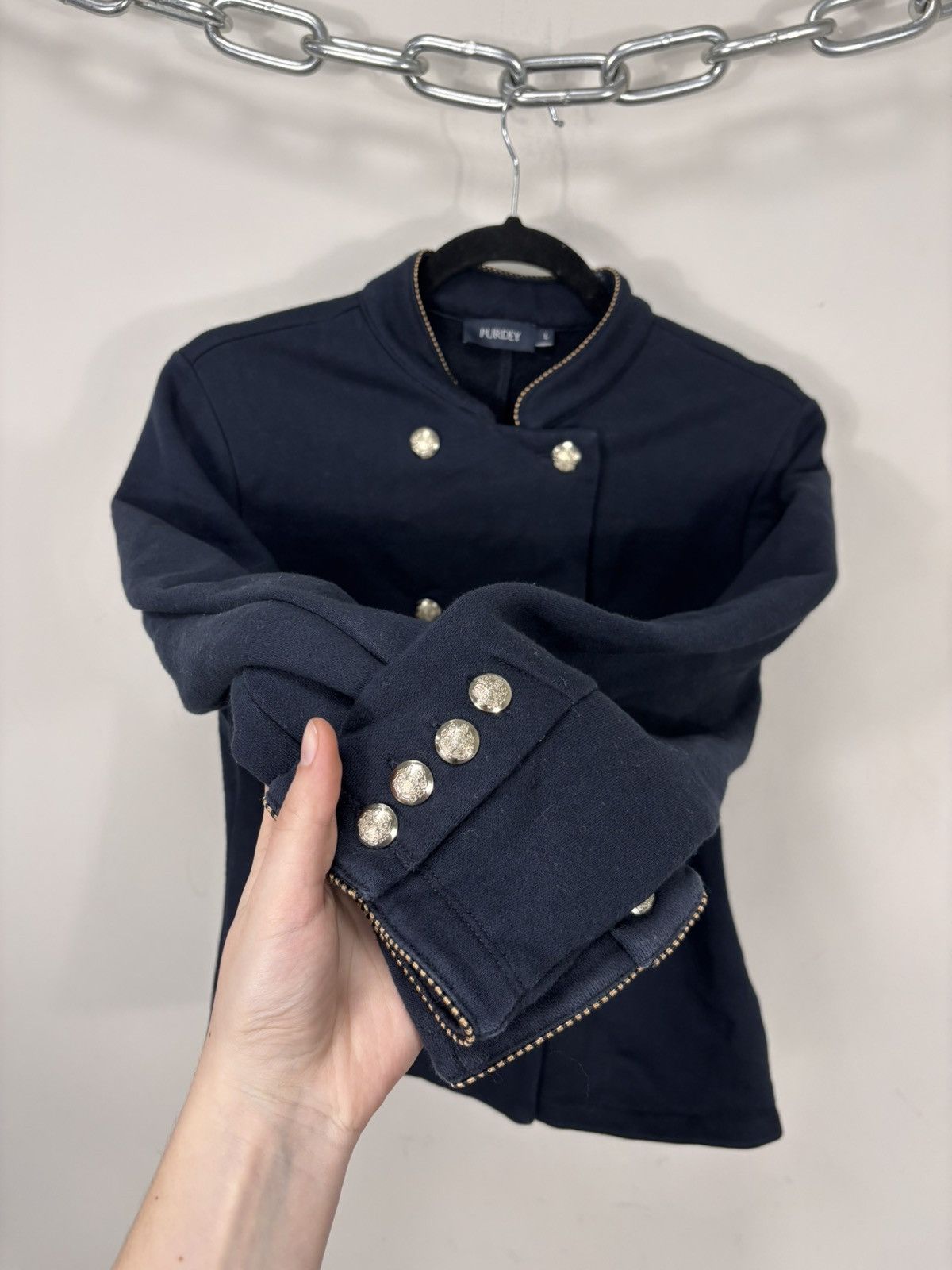 Purdey Women’s Navy Blue Double Breasted Structured Jacket
