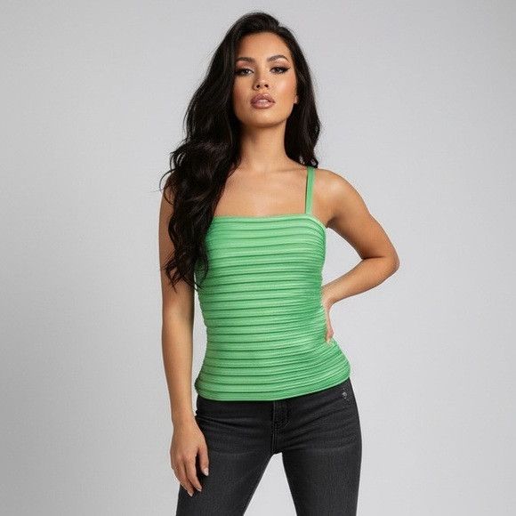 Joseph Ribkoff Vintage Joseph Ribkoff Green Ribbed Sleeveless Bustier Top Size M / US 6-8 / IT 42-44 - 1 Thumbnail