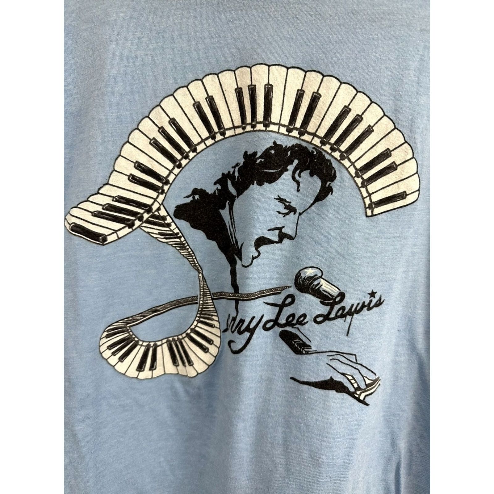 Lee VINTAGE Jerry Lee Lewis Pianist Piano Concert Tour T-Shirt Blue Size L Mens 80s Music Size US L / EU 52-54 / 3 - 2 Thumbnail