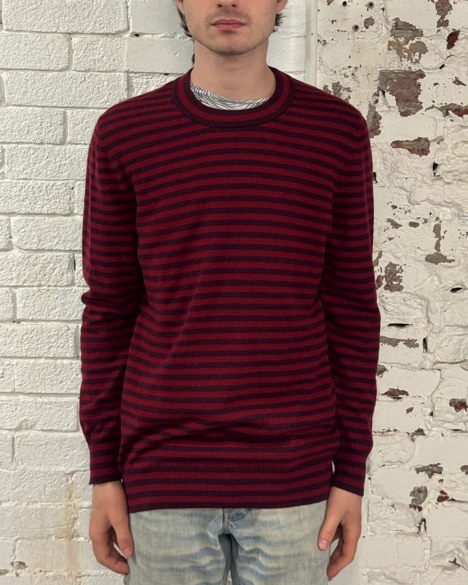 Dolce & Gabbana 2010s Dolce & Gabbana Bordeaux Two Tone Striped Sweater Size US M / EU 48-50 / 2 - 2 Thumbnail