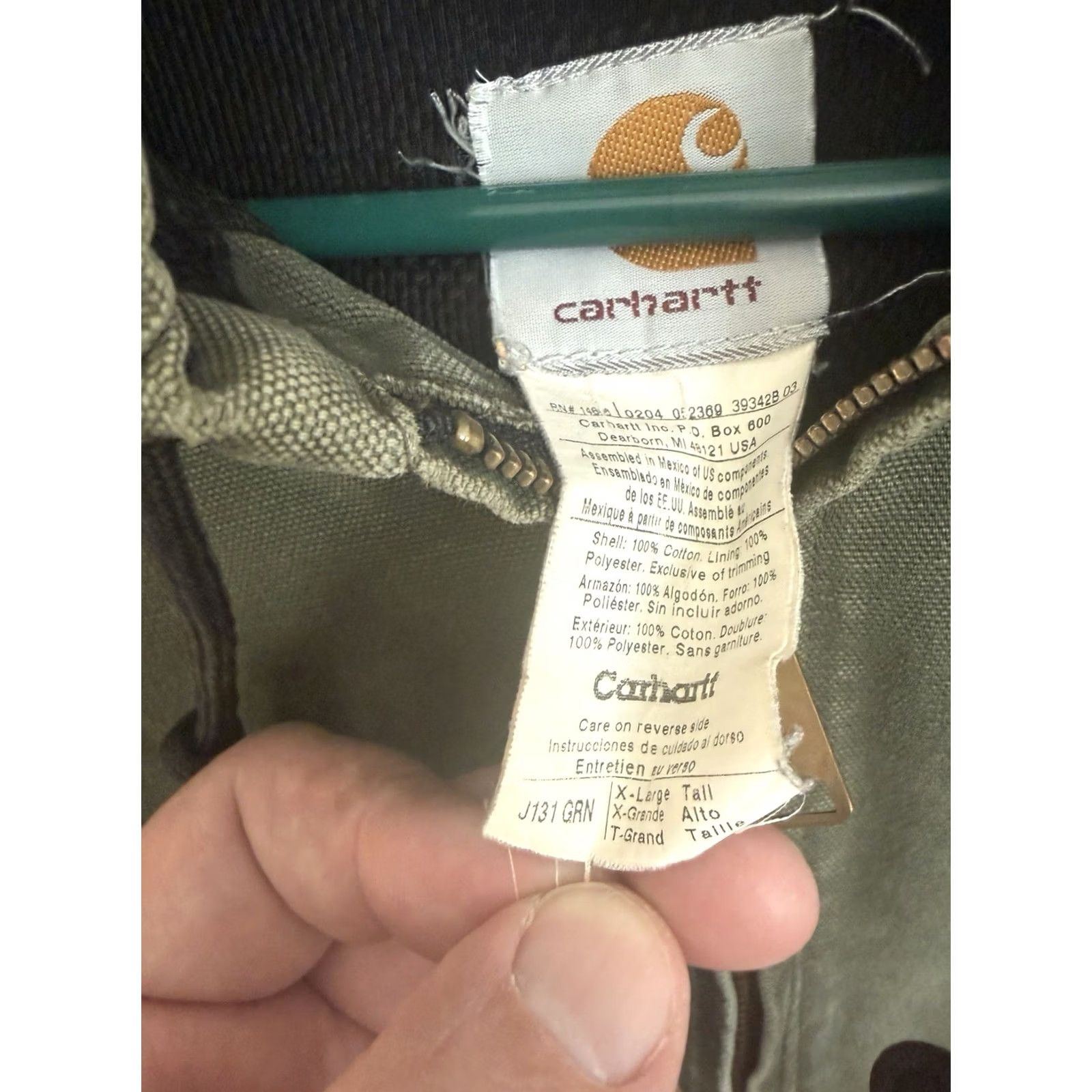 Carhartt VINTAGE Carhartt Jacket Mens XL Green Canvas Bomber Workwear J131 GRN Faded Size US L / EU 52-54 / 3 - 7 Thumbnail