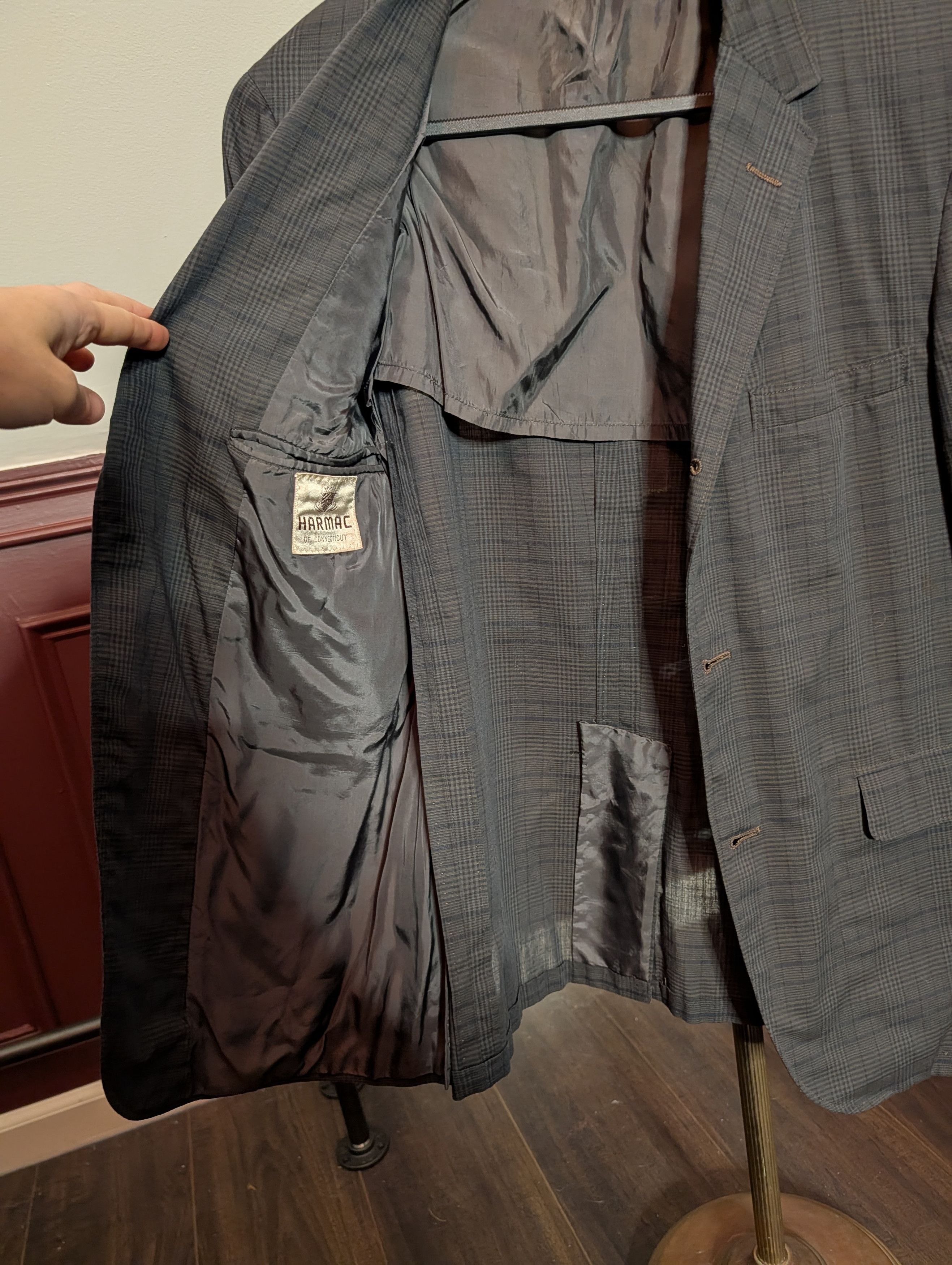 Vintage MAVEST vtg gray/green plaid MiUSA cotton sport coat Size 38S - 10 Thumbnail
