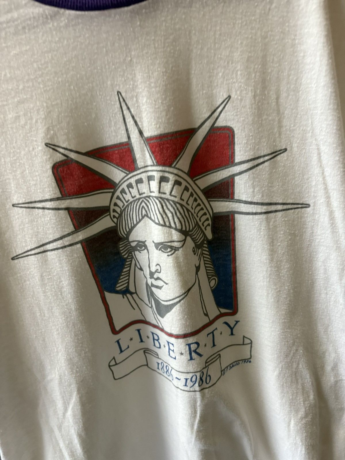 Vintage 1986 NYC Liberty Ringer T-Shirt Size US XL / EU 56 / 4 - 2 Thumbnail