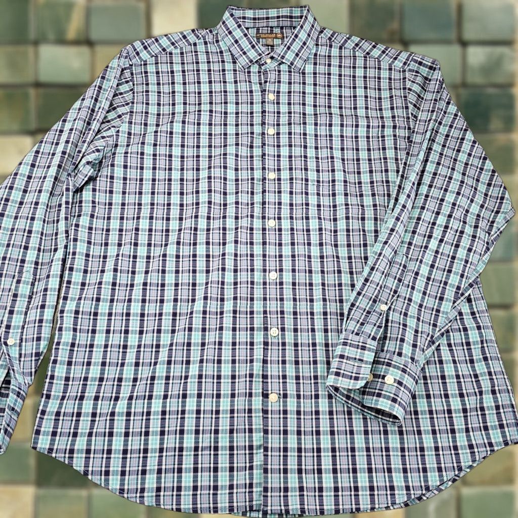 Peter Millar Peter Millar Shirt Mens XL Blue Check Button-Up Summer Comfort Size US XL / EU 56 / 4 - 1 Thumbnail
