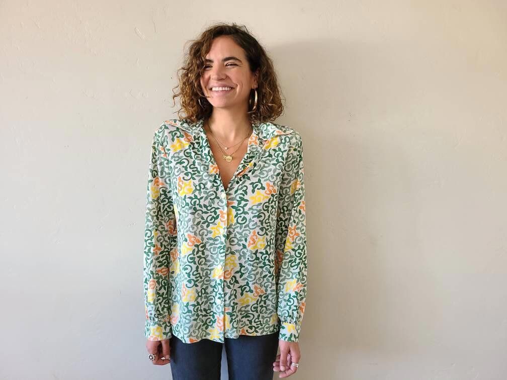 Designer Vintage 70's Girl Scout leader button up Shirt Blouse Size M / US 6-8 / IT 42-44 - 2 Thumbnail