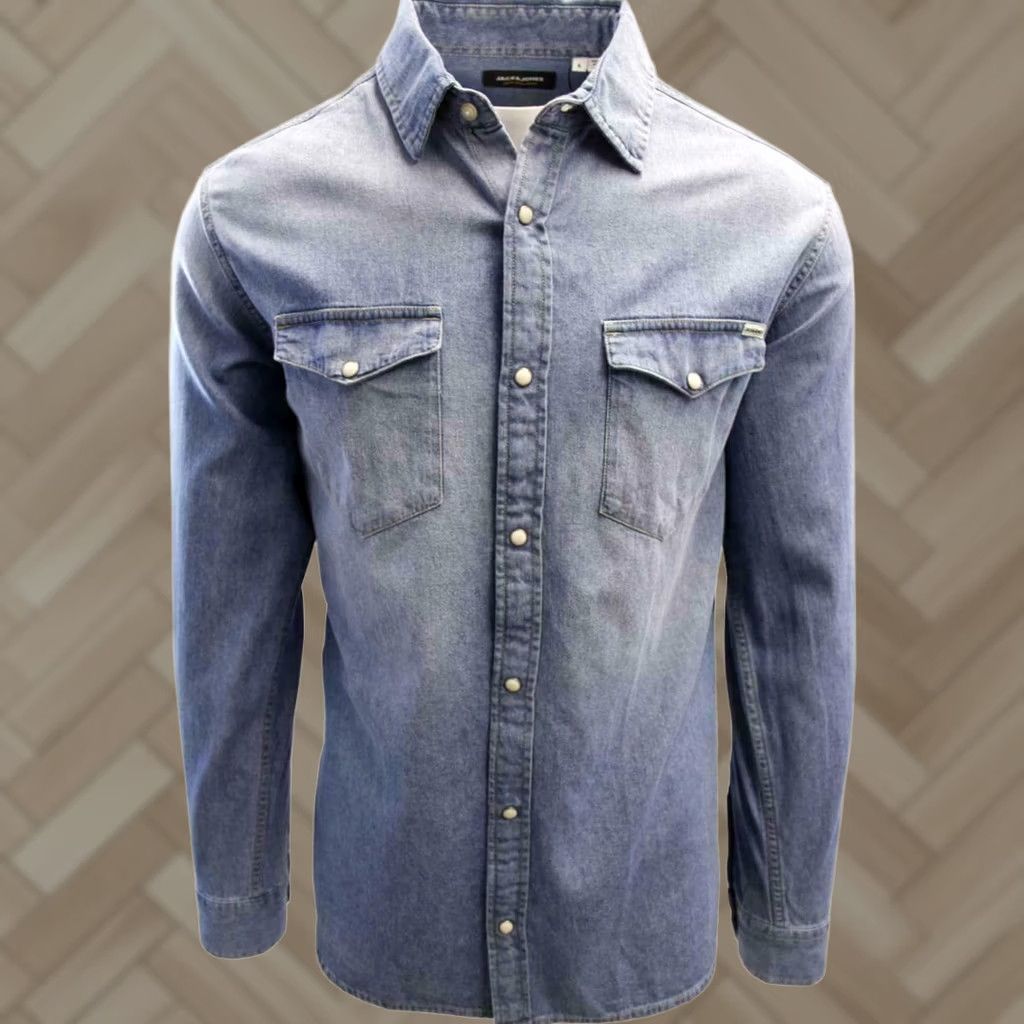 Jack & Jones Jack & Jones Men's Medium Blue Denim Slim Shirt Size S Size US S / EU 44-46 / 1 - 1 Thumbnail