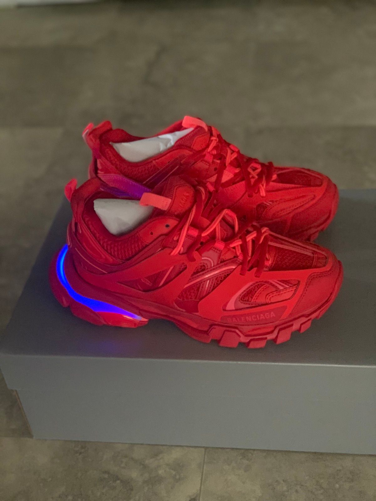 Balenciaga Red LED Light Up Track Sneakers