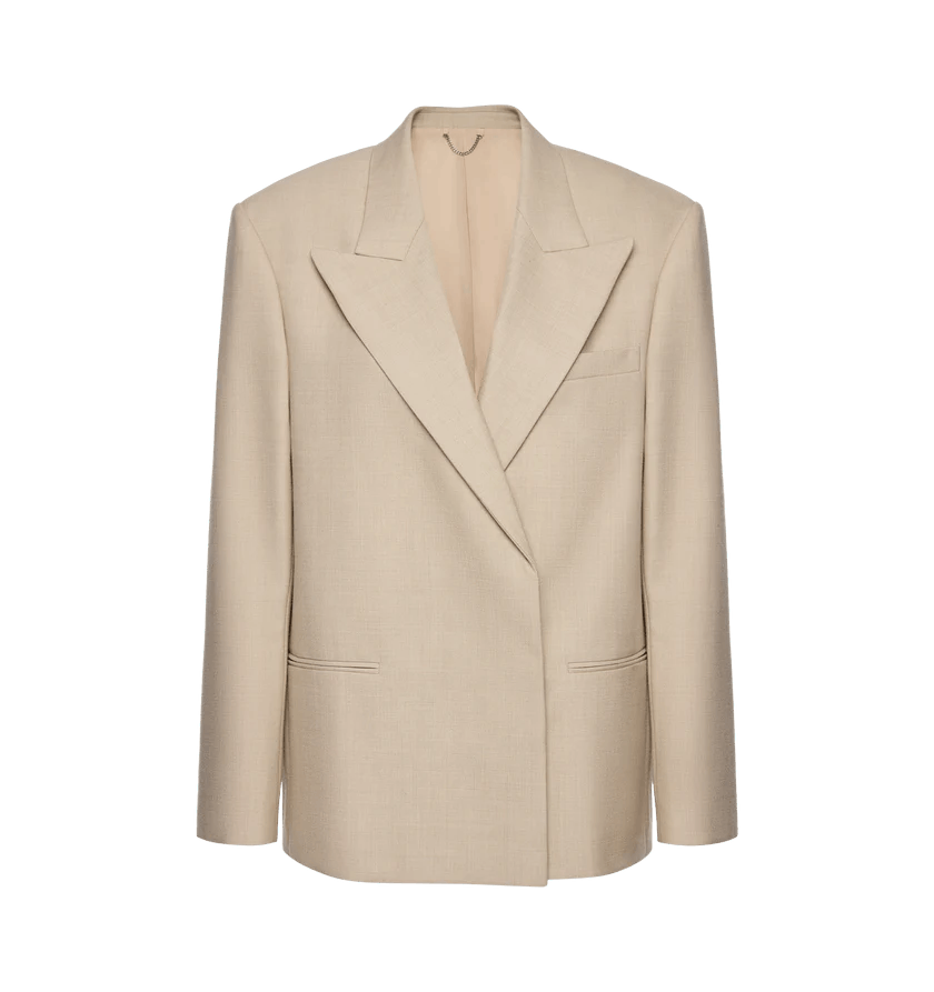 Magda Butrym o1h1sh11225 Wool Crossover Blazer in Beige Size XS / US 0-2 / IT 36-38 - 1 Thumbnail