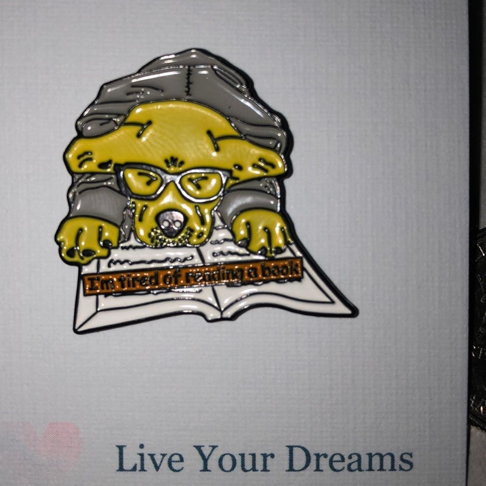 Other I’m Tired of Reading a Book Dog Pin Brooch Size ONE SIZE - 1 Thumbnail