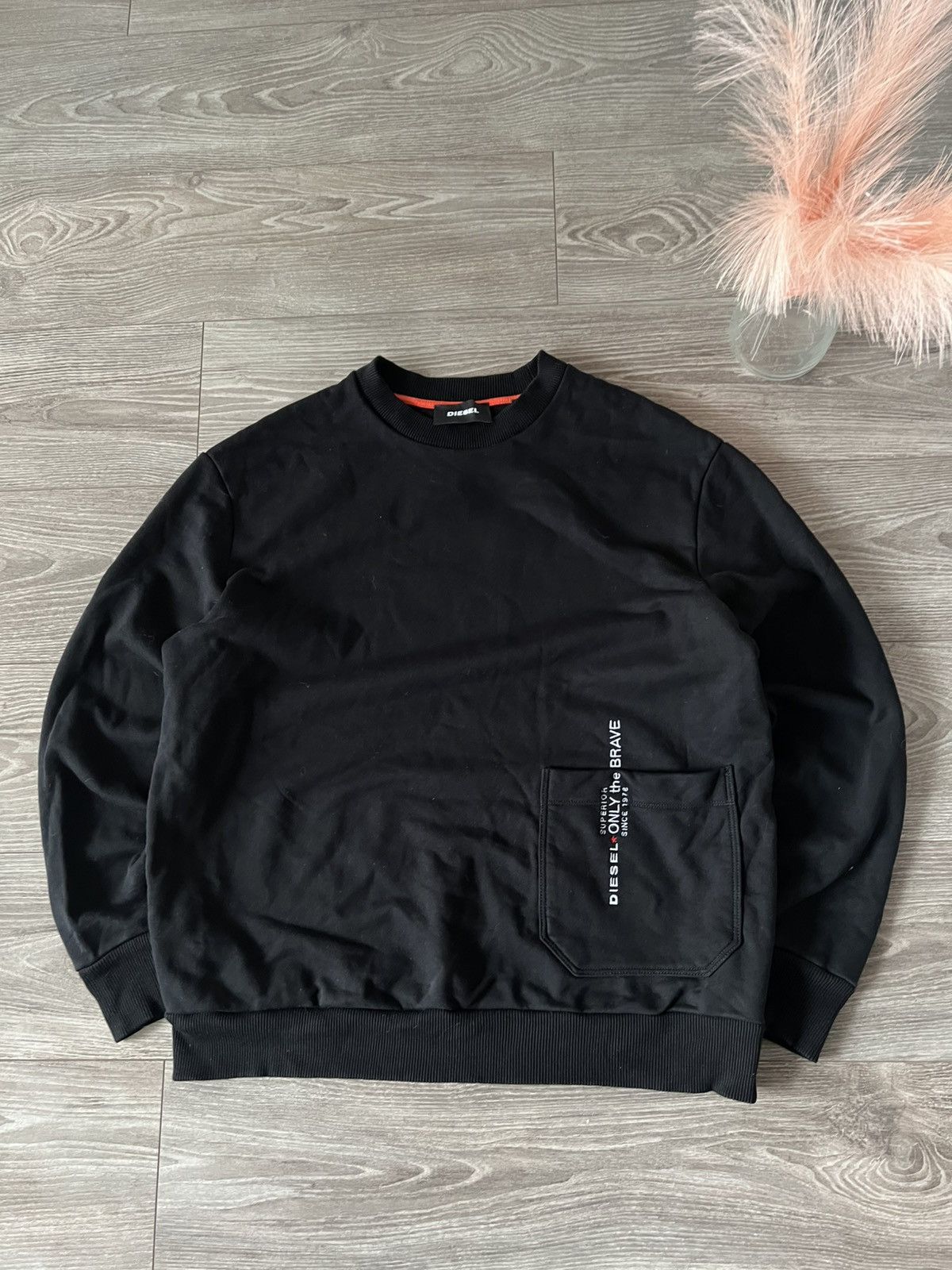 Designer × Diesel ‼️Archival Diesel Knit Logo Pocket “Only The Brave”Sweatshirt Size US XL / EU 56 / 4 - 4 Thumbnail