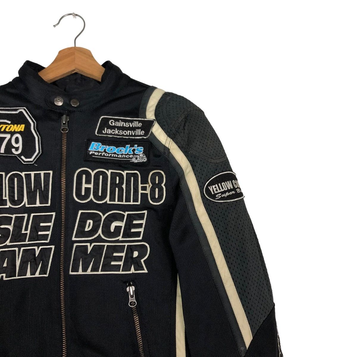 🔥VINTAGE BIKER RACING JACKET YELLOW CORN SLEDGE HAMMER