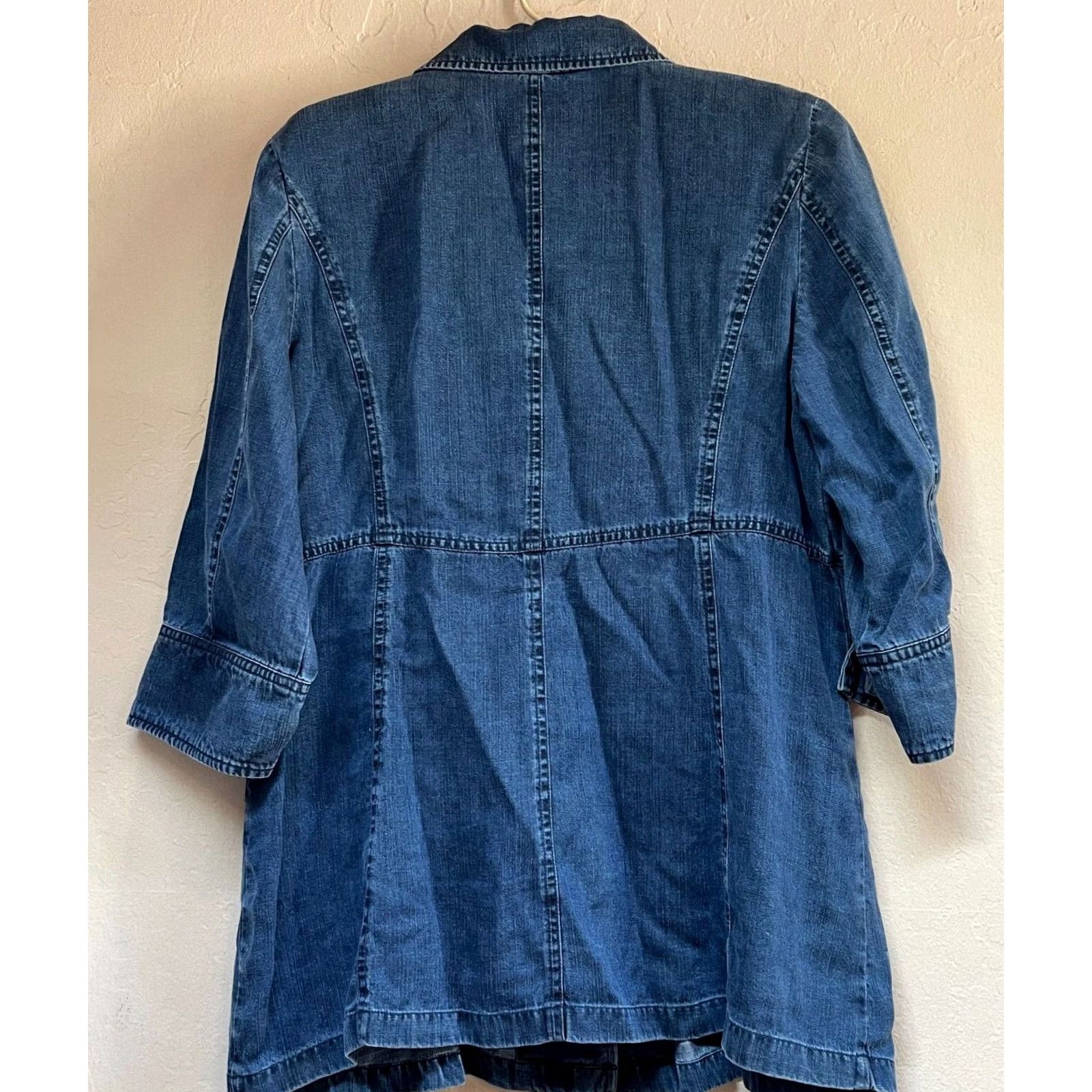 Soft Surroundings Soft Surroundings Button-Down Chambray Tunic Top PM Petite 3/4 Sleeve Blue Women’s Shirt Tunic Size M / US 6-8 / IT 42-44 - 2 Thumbnail