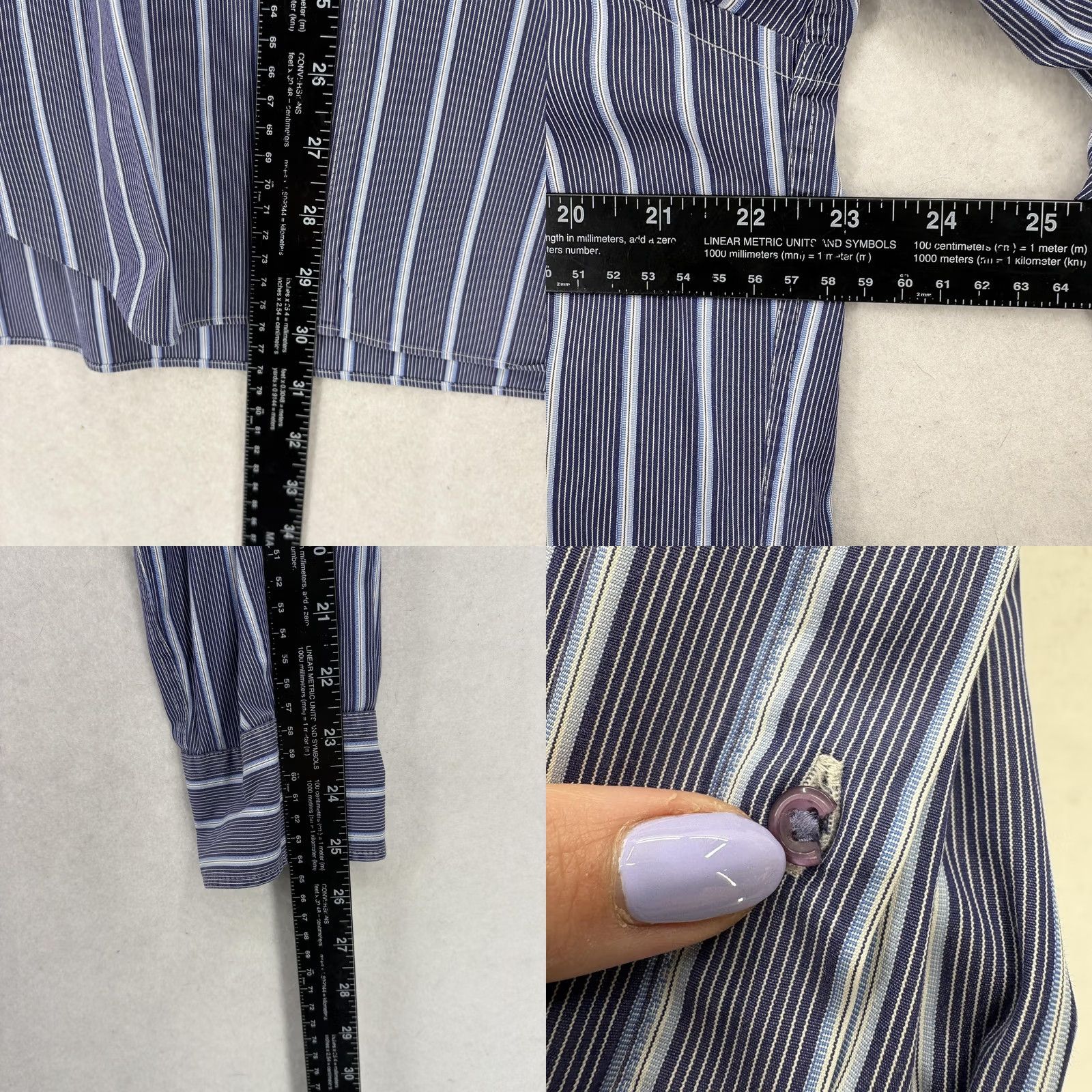 Faconnable Façonnable Button Up Shirt Mens Large Blue Stripe Long Sleeve Cotton Club Size US L / EU 52-54 / 3 - 8 Thumbnail