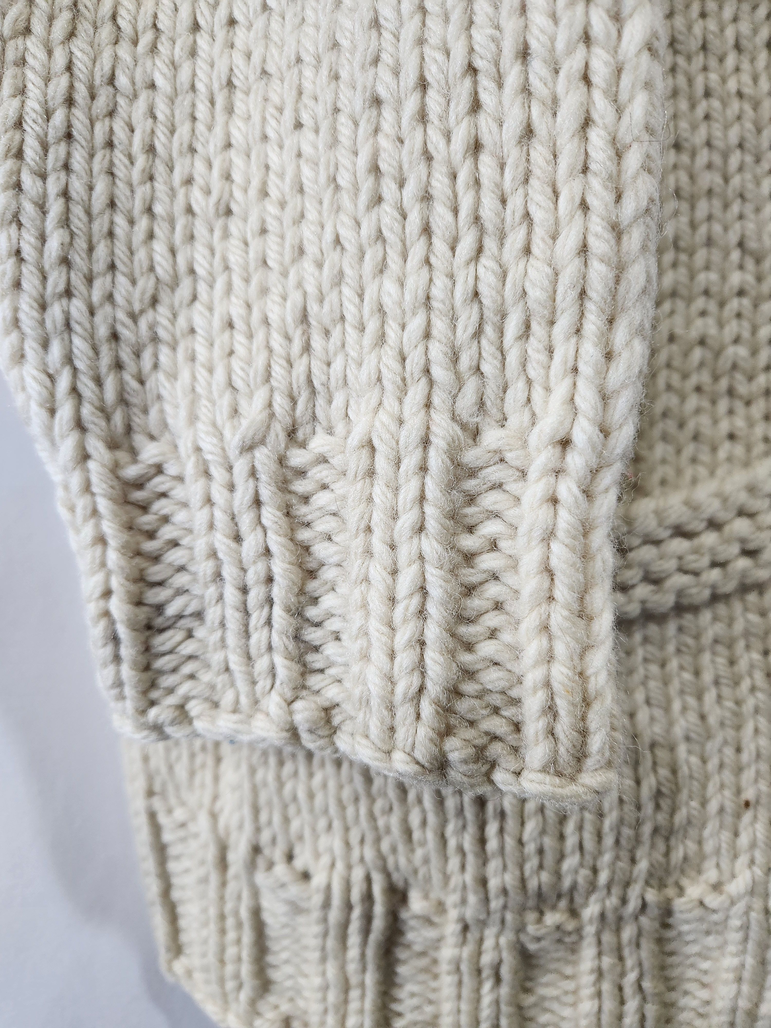 Other Hand Knit Blue Ivory Fair Isle Yolk Shawl Collar Zip Up Size US XL / EU 56 / 4 - 6 Thumbnail