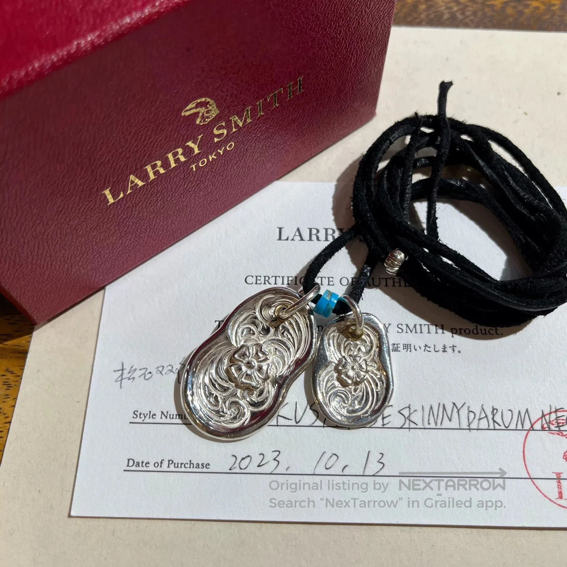 larry smith silver pendant necklace with turquoise.