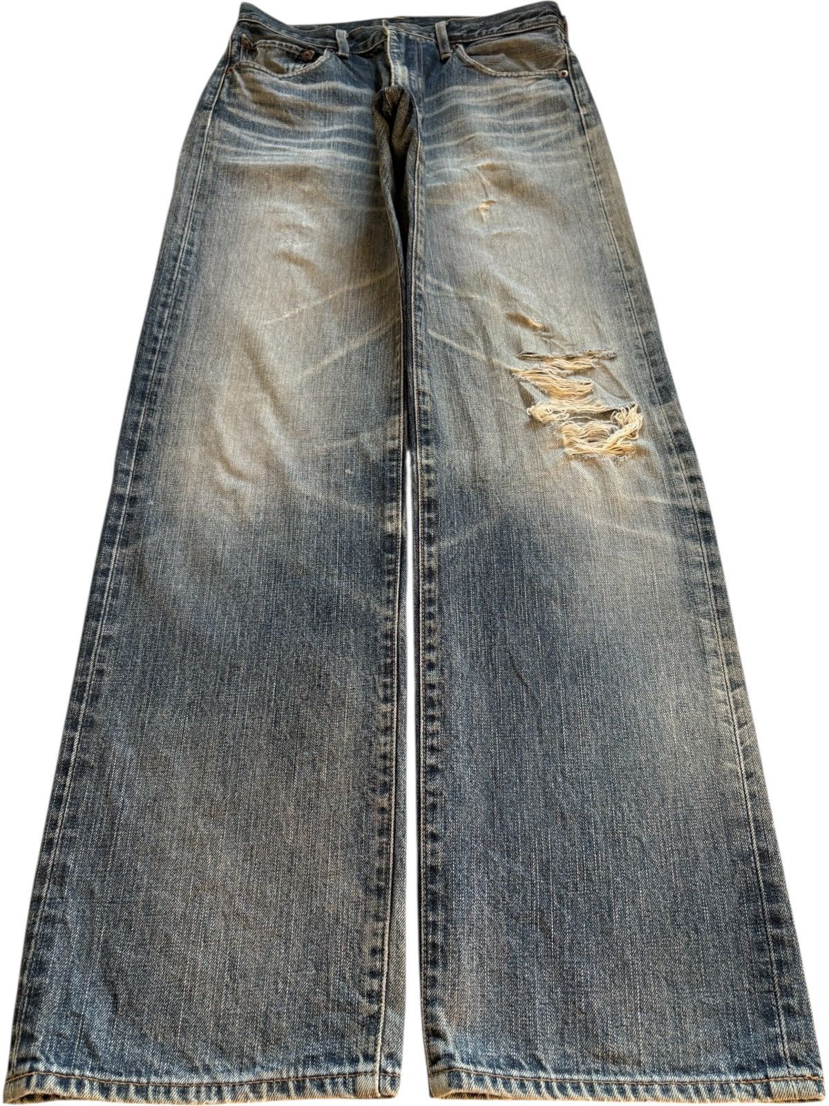 LVC × Levi's × Levi's Vintage Clothing Vintage 90s Levis 510 Mud Wash Distressed Rip Baggy Jeans Size US 30 / EU 46 - 1 Thumbnail